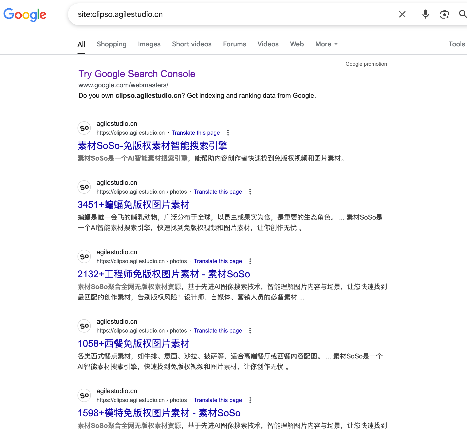 搜索引擎收录结果